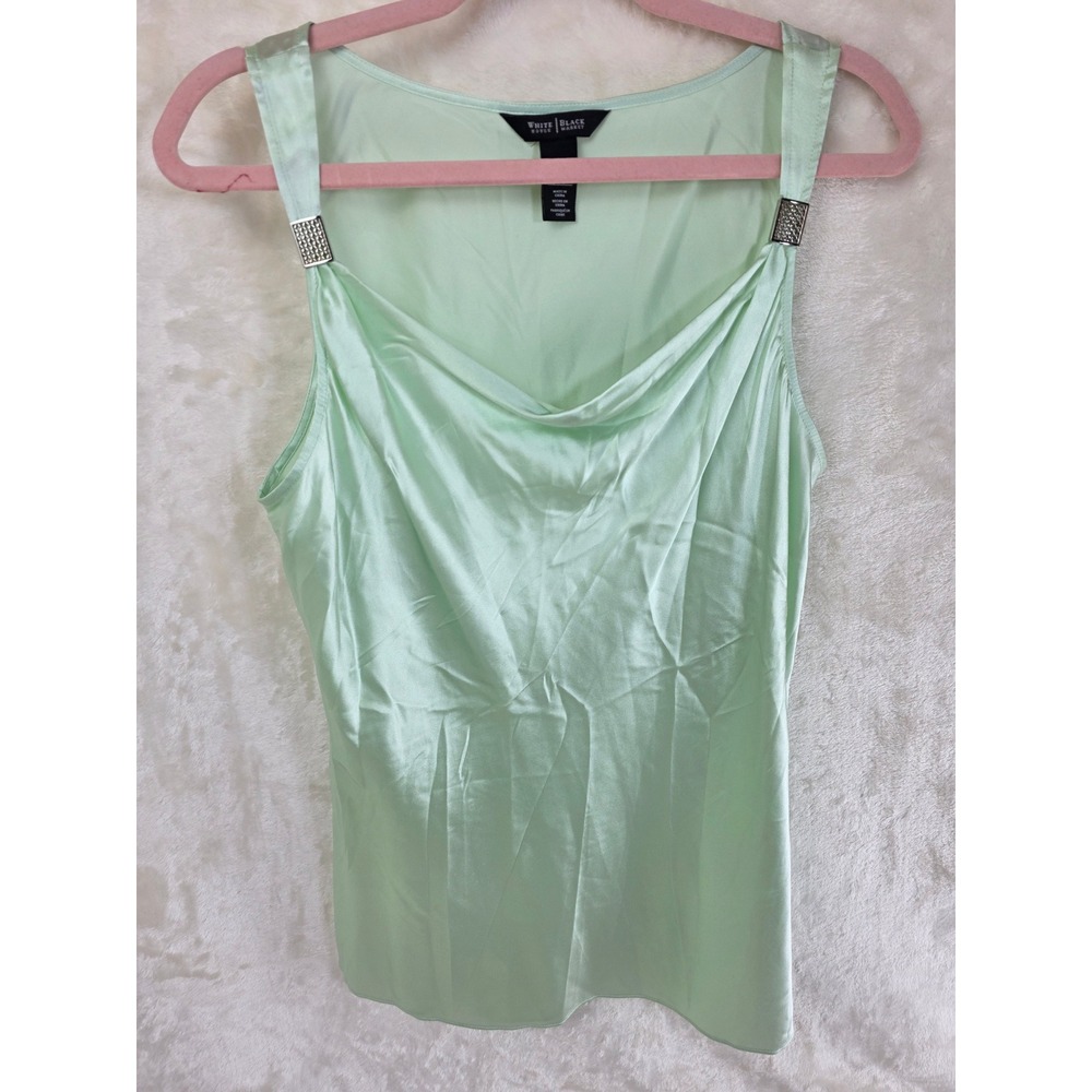 White House Black Market Mint Green Silk Stretch Cowl Neck Camisole Top Size M